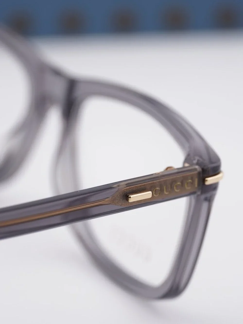 Gucci GG1447O 004 Rectangle Eyeglasses - Transparent Grey 57mm